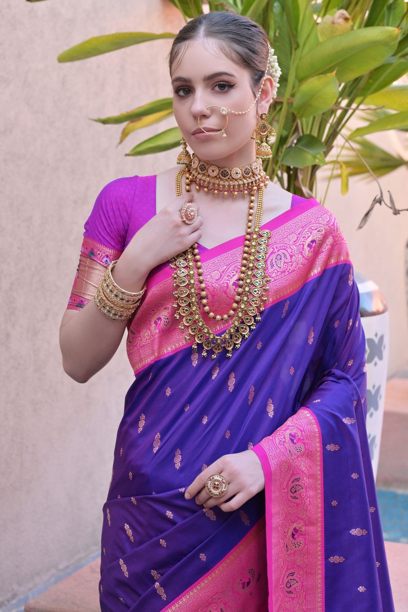 Grape Purple Zari Woven Paithani Saree