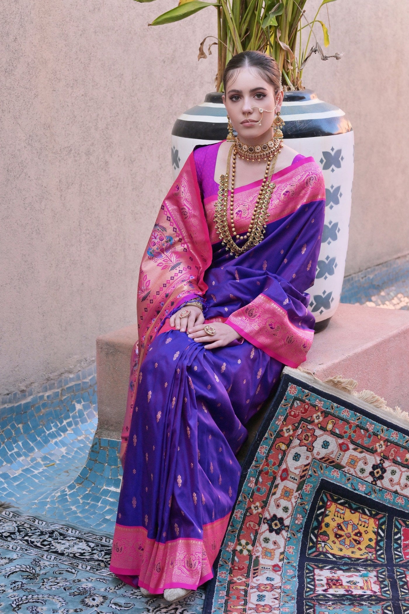 Grape Purple Zari Woven Paithani Saree