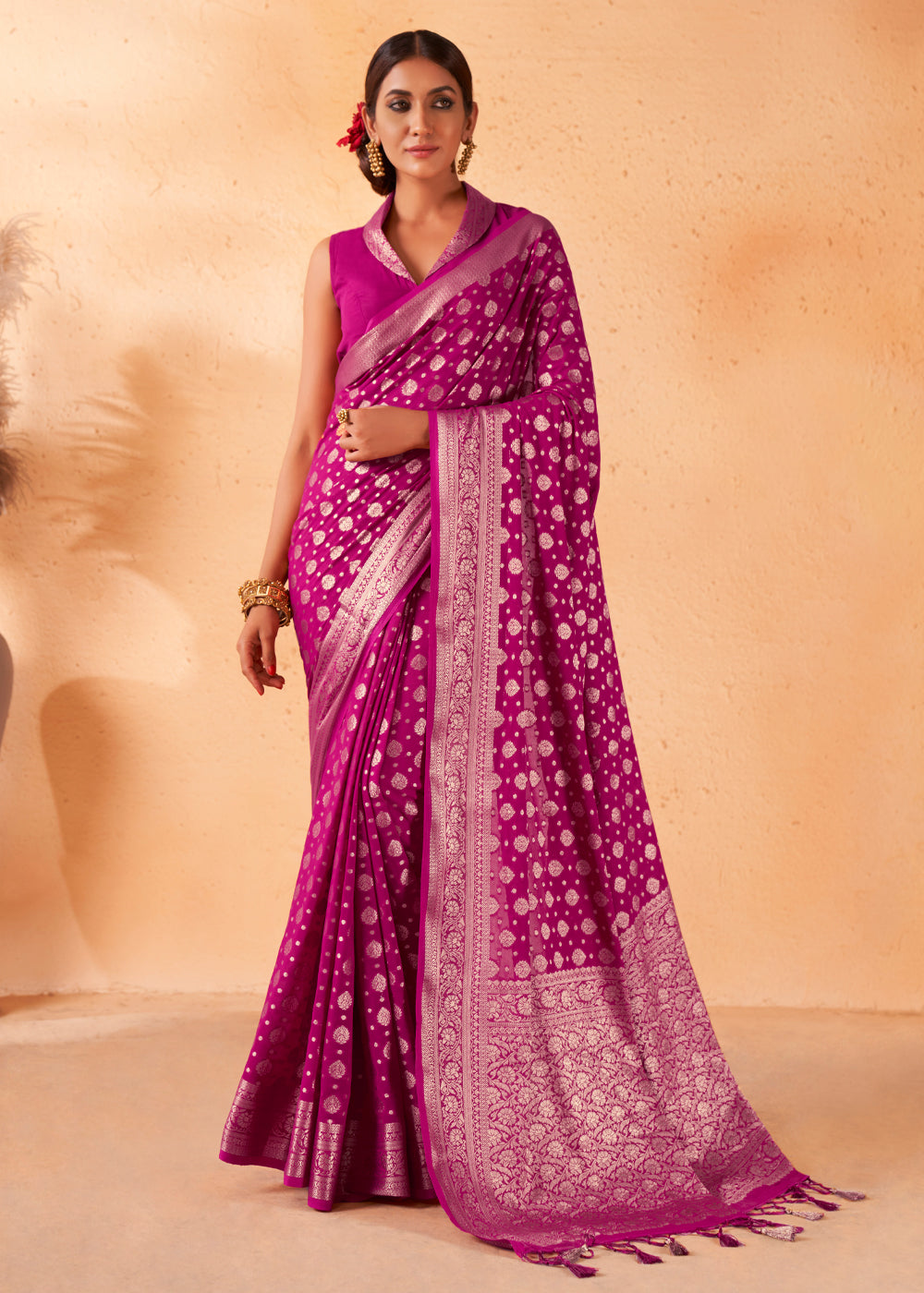 Cadillac Purple Woven Georgette Saree