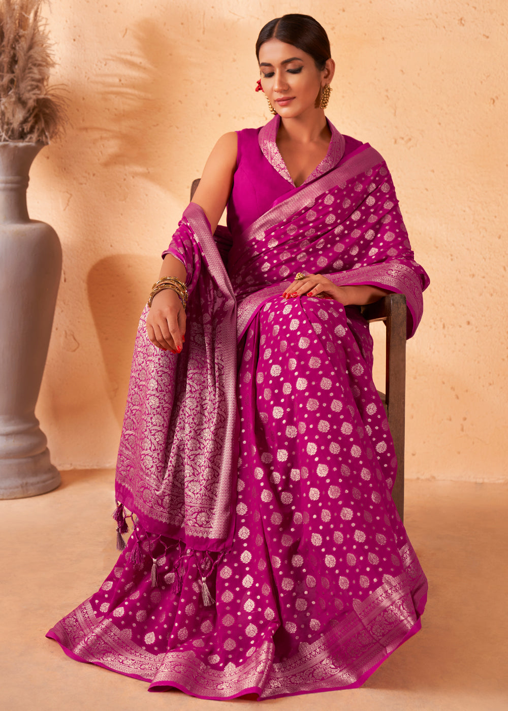 Cadillac Purple Woven Georgette Saree