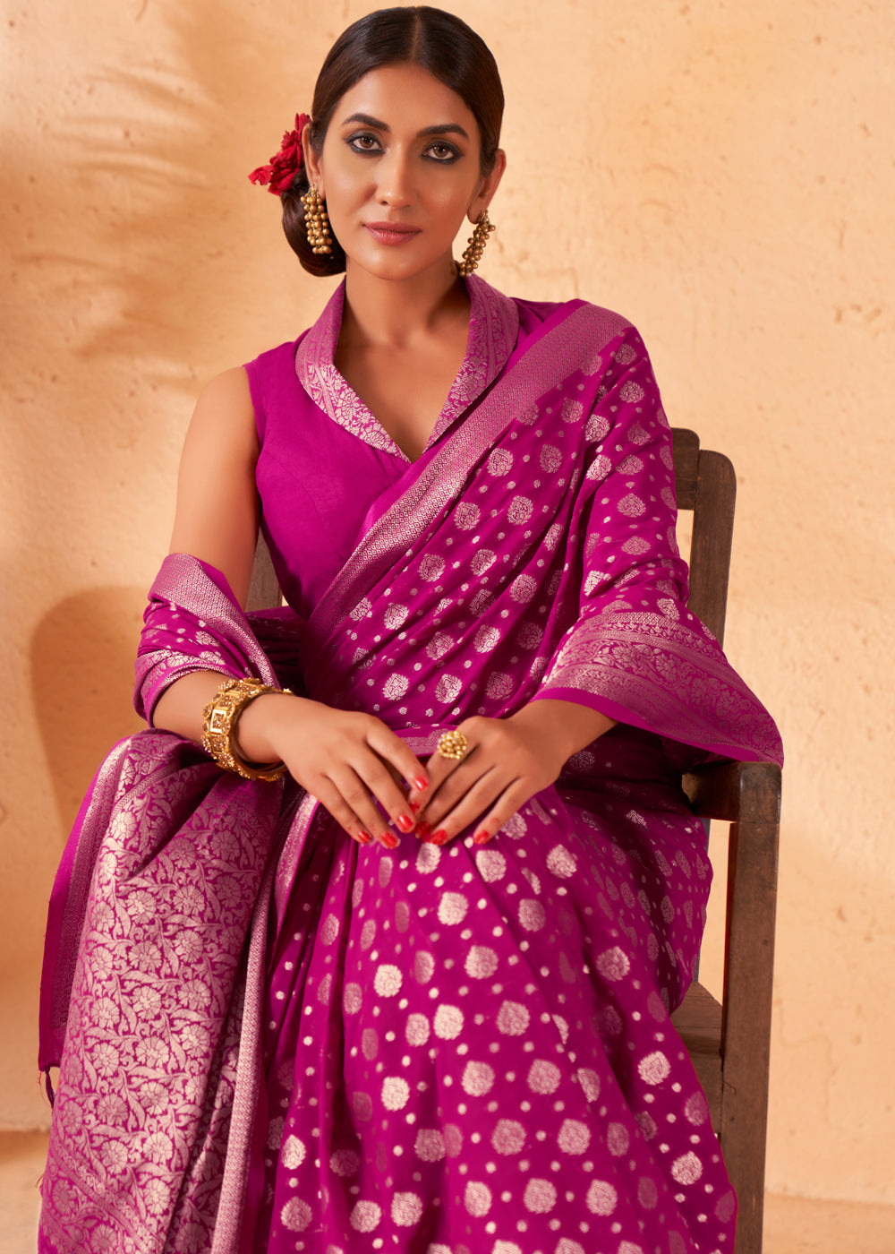 Cadillac Purple Woven Georgette Saree