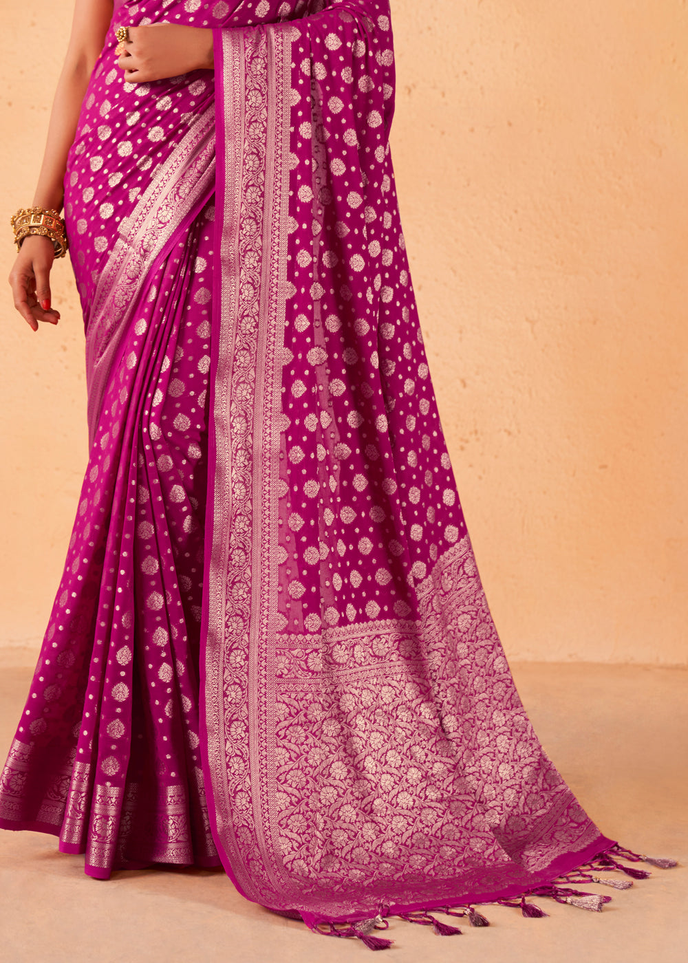 Cadillac Purple Woven Georgette Saree