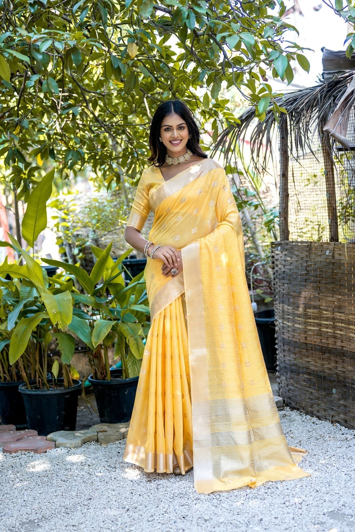 Cape Honey Yellow Cotton Saree