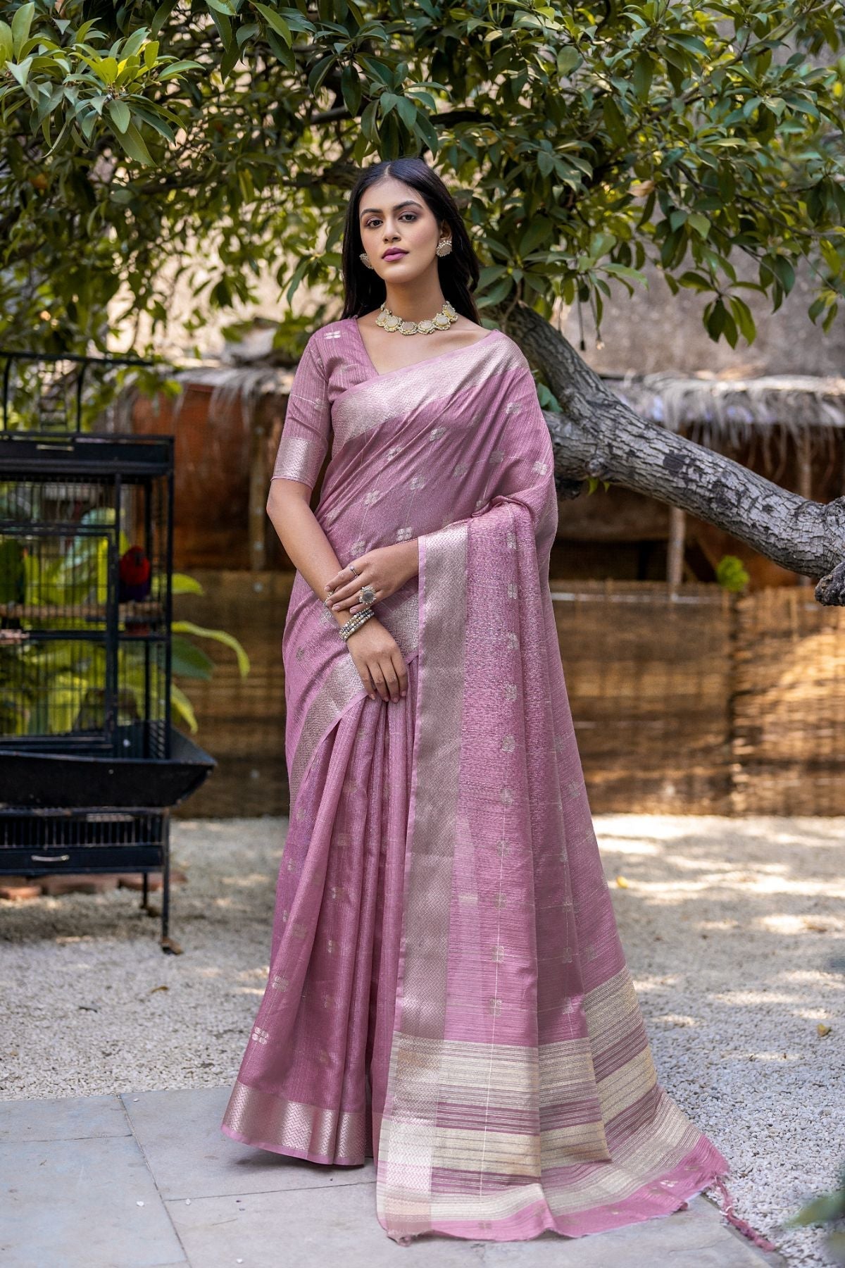 Eggplant Purple Cotton Saree