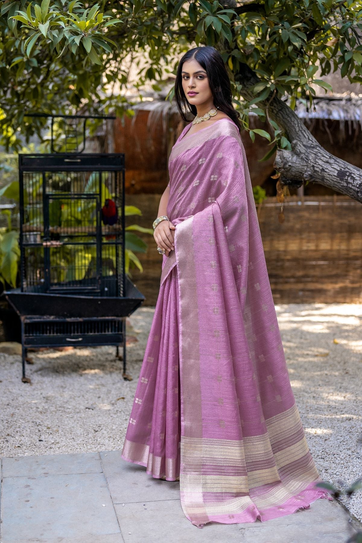 Eggplant Purple Cotton Saree