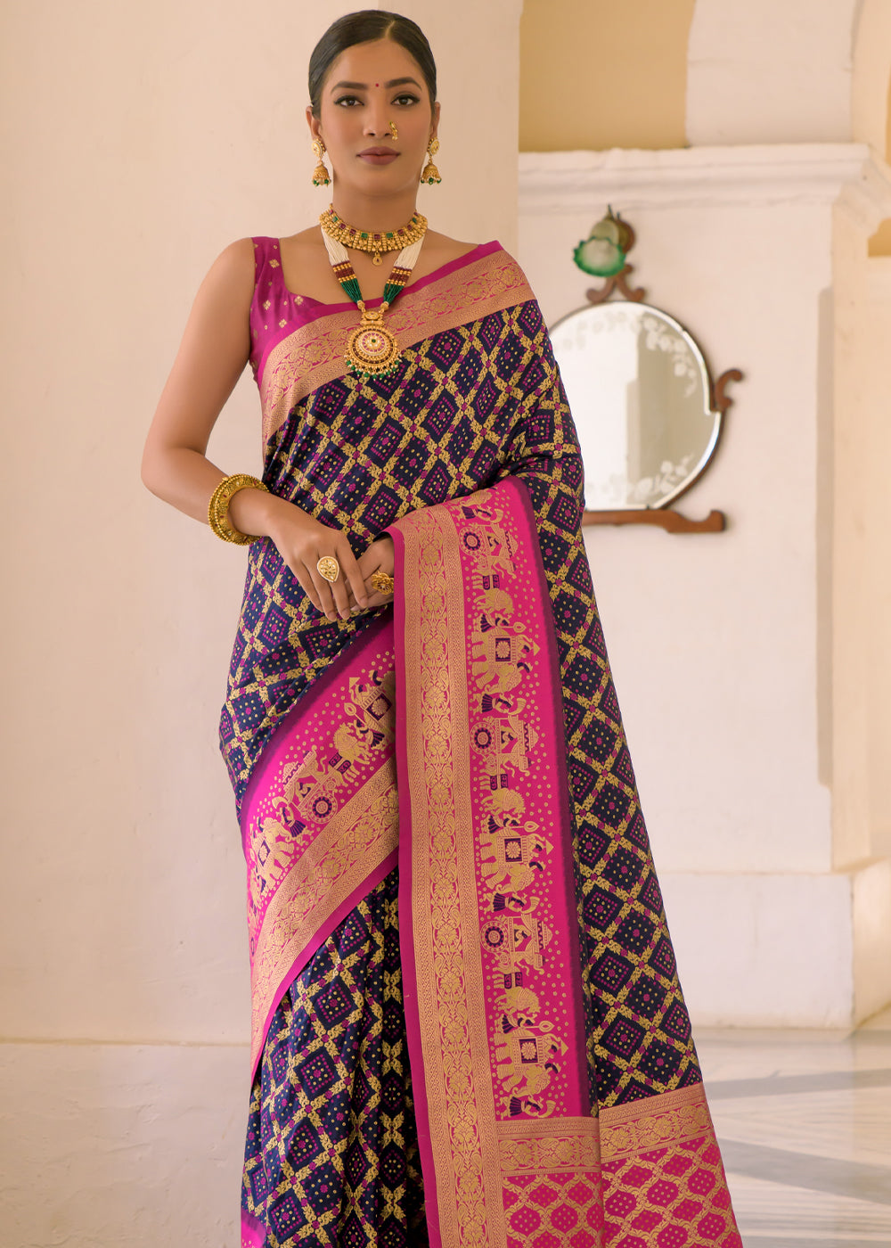 Cosmic Purple Woven Banarasi Bandhani Silk Saree