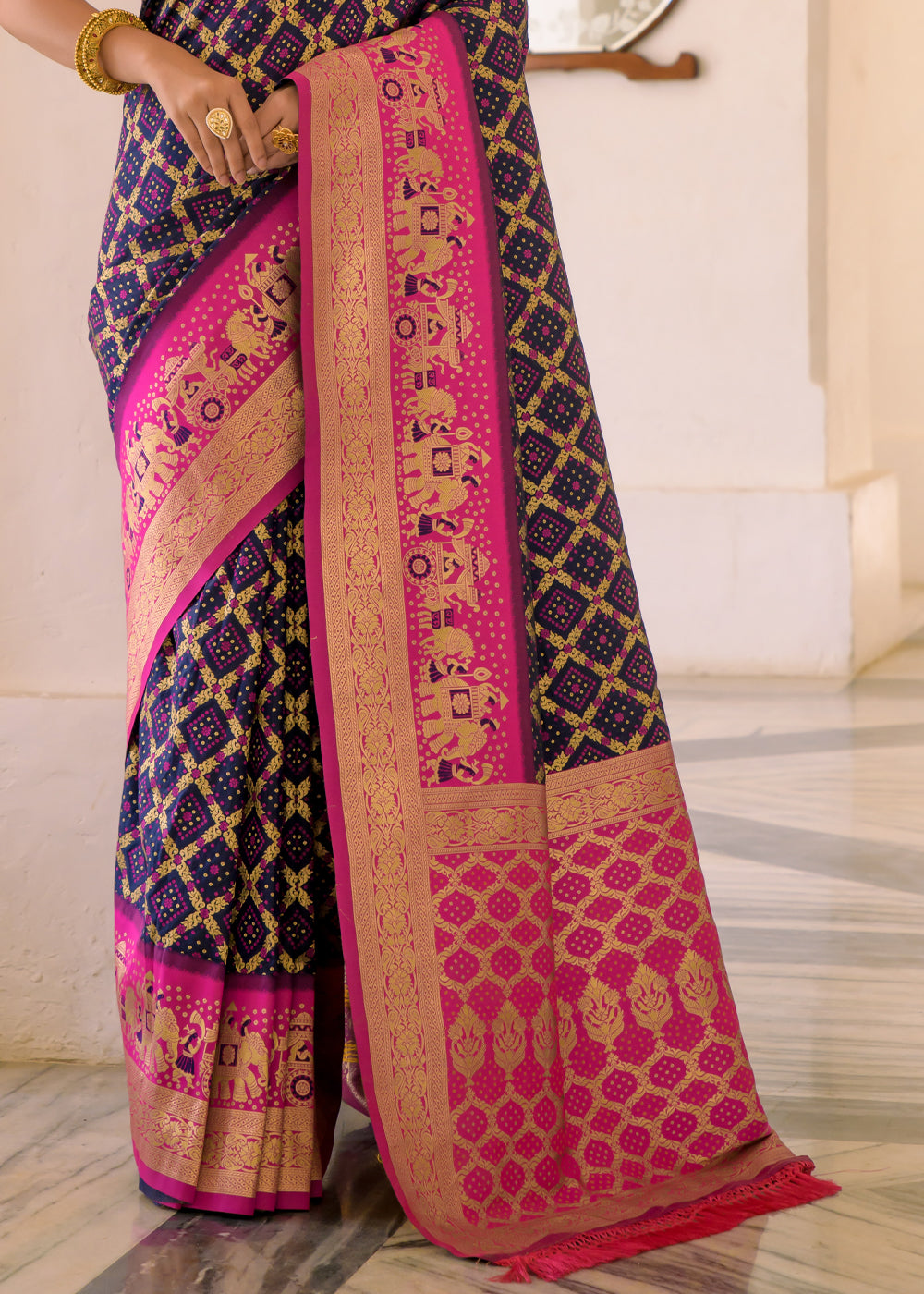 Cosmic Purple Woven Banarasi Bandhani Silk Saree