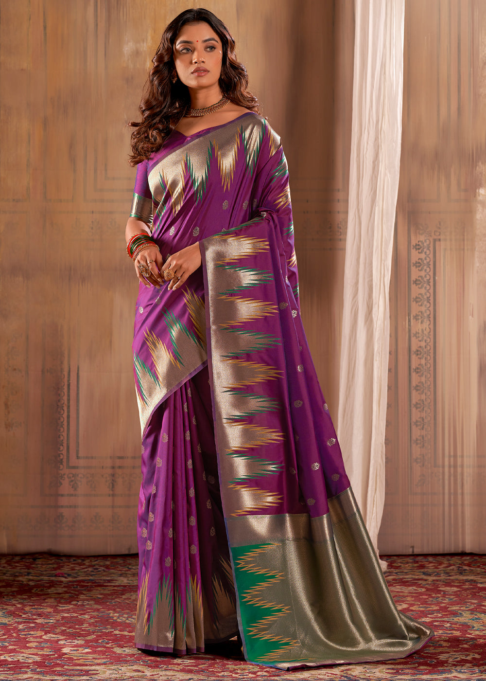 Wine Berry Purple Woven Banarasi Silk Saree