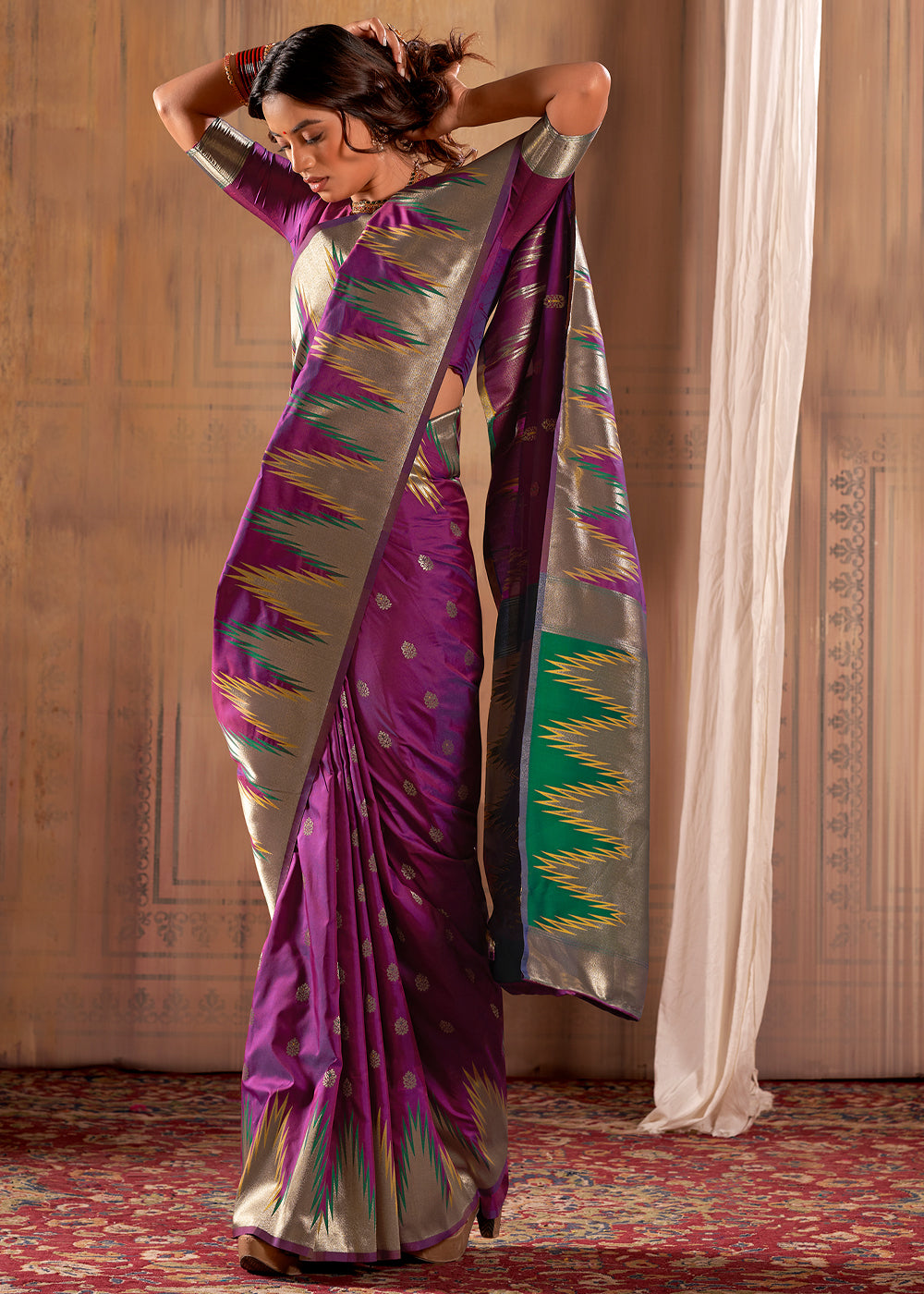 Wine Berry Purple Woven Banarasi Silk Saree