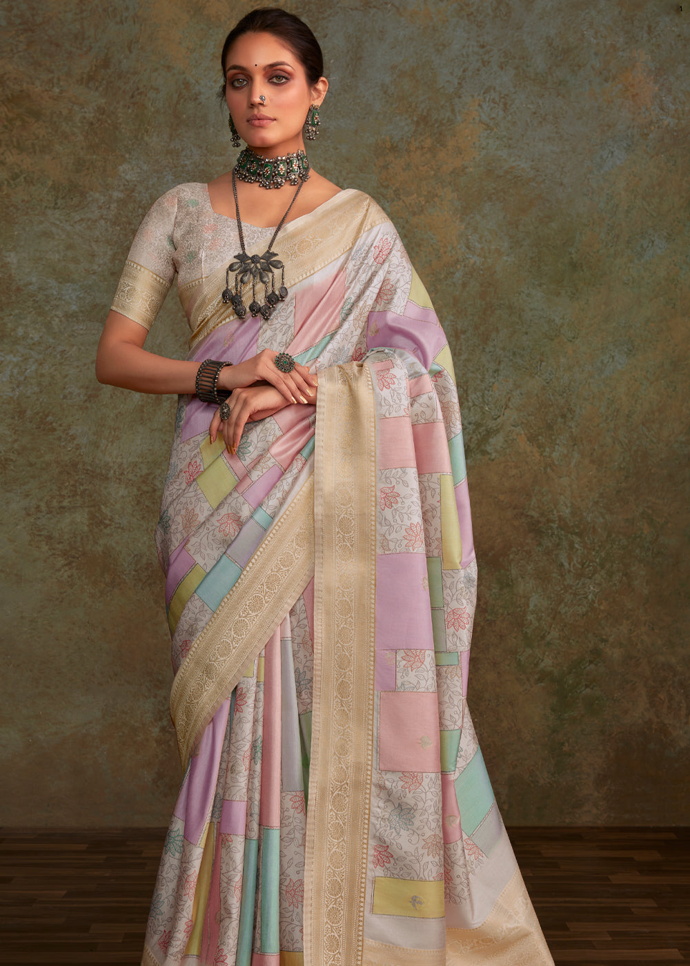 Pharlap Pink Shade Digital Printed Soft Silk Saree