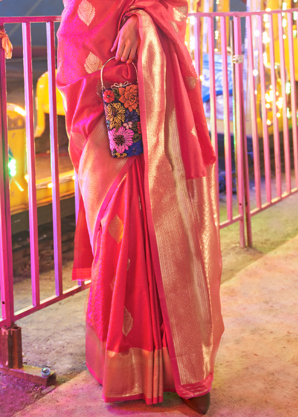 Mahogany Pink Banarasi Handloom Silk Saree