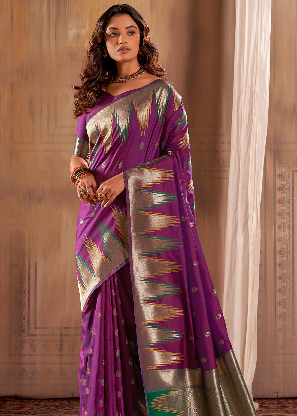 Wine Berry Purple Woven Banarasi Silk Saree