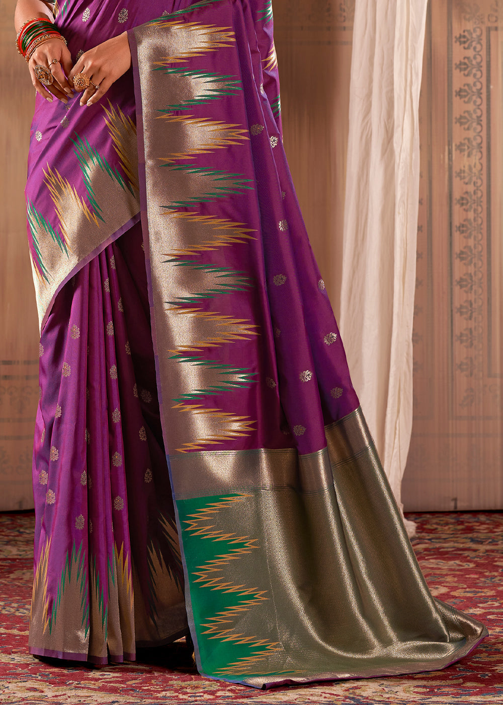 Wine Berry Purple Woven Banarasi Silk Saree