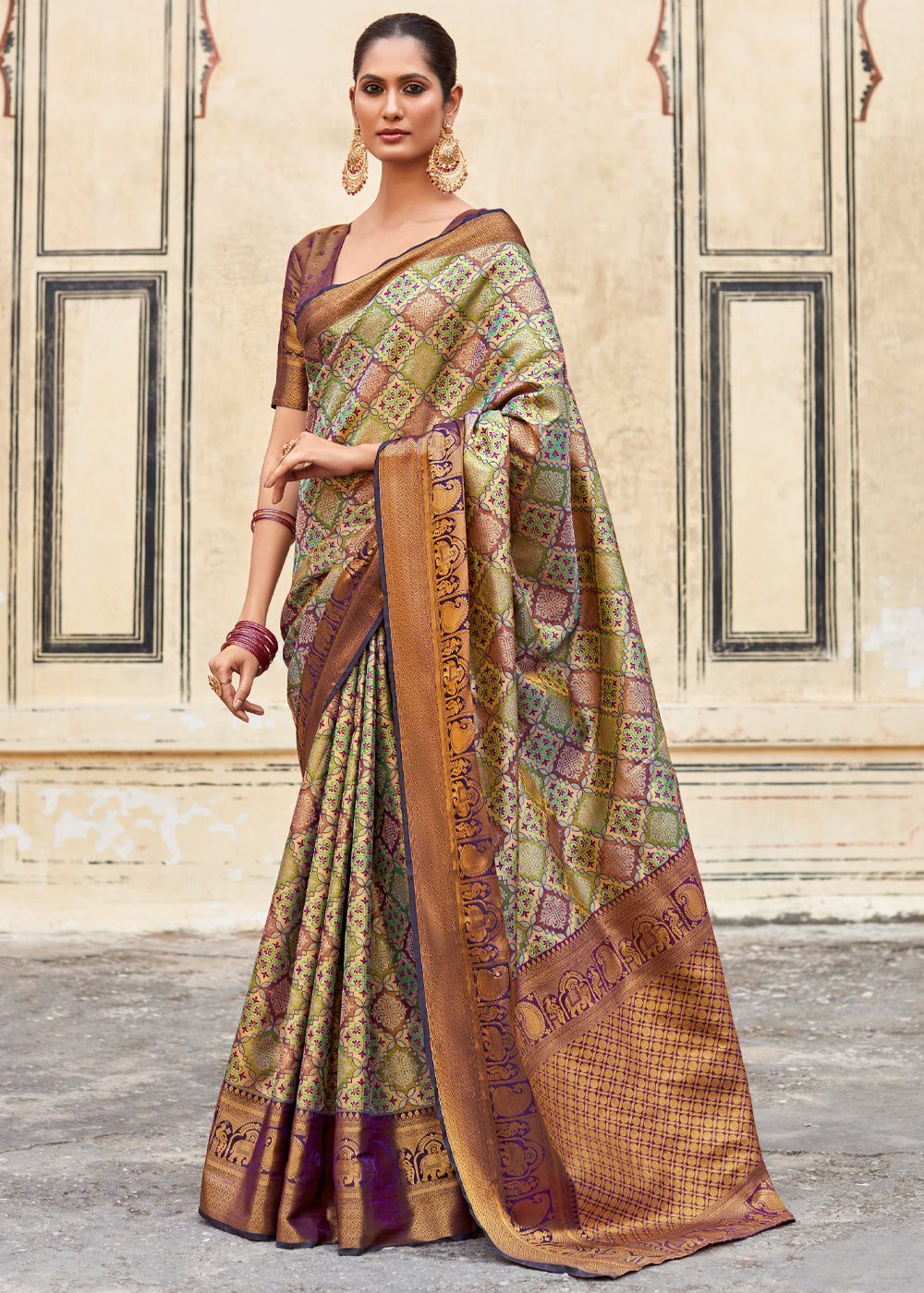 Clay Creek Green Woven Banarasi Silk Saree