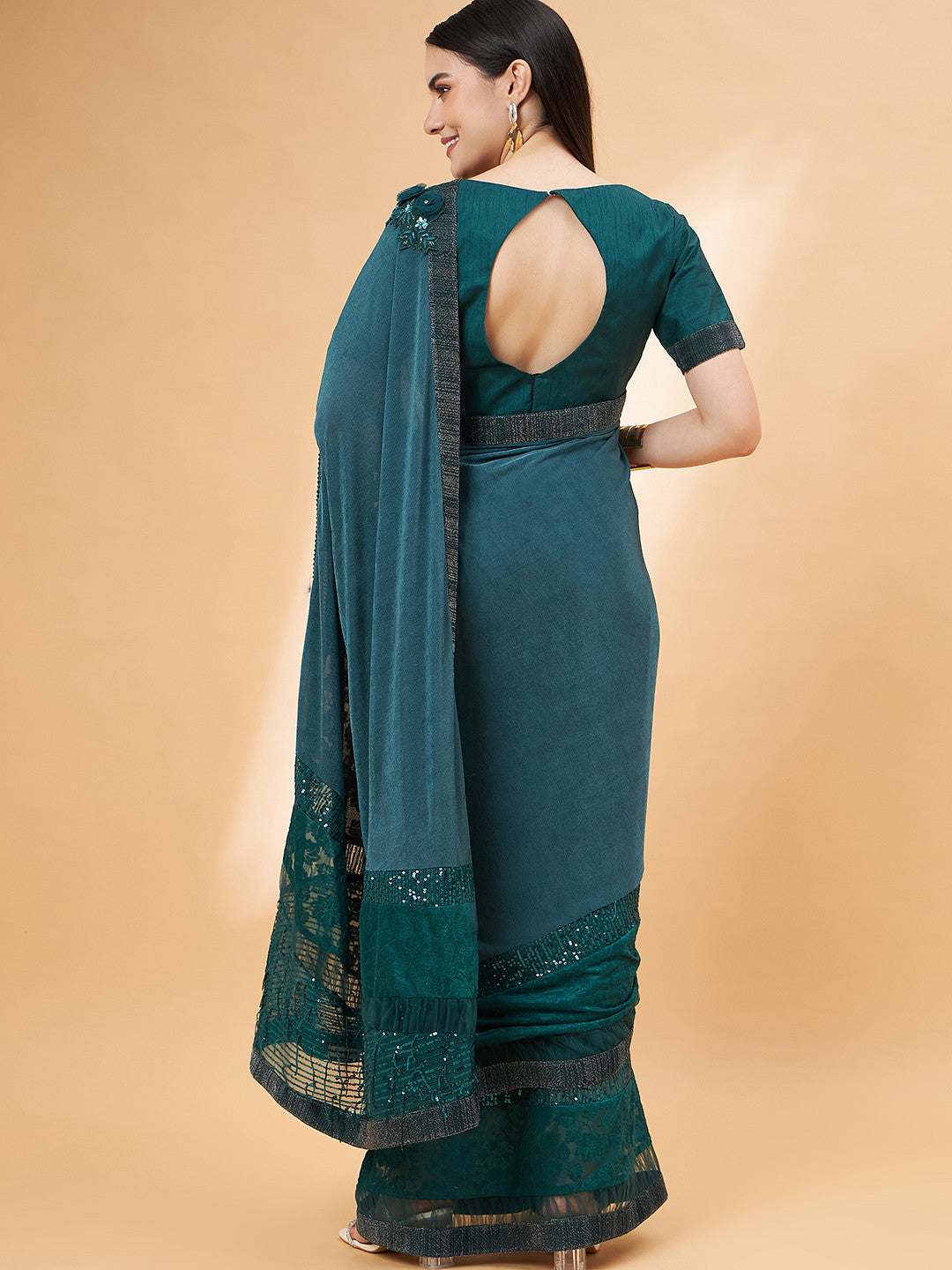 Metal Green Georgette Designer Saree