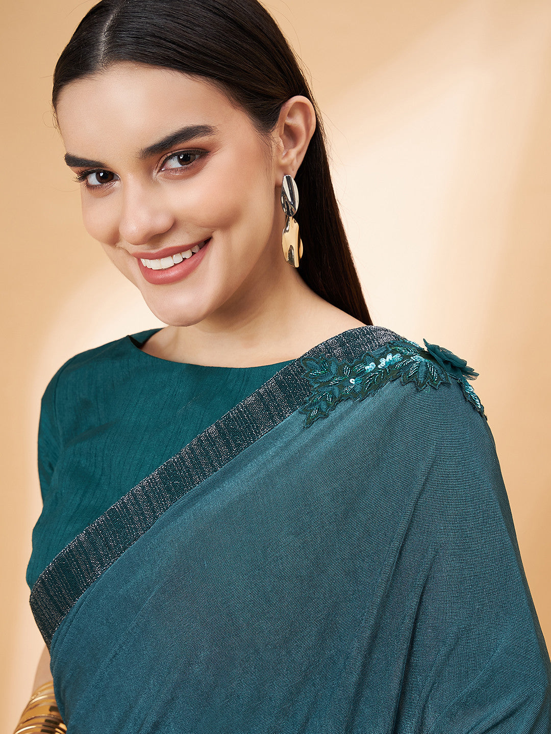 Metal Green Georgette Designer Saree