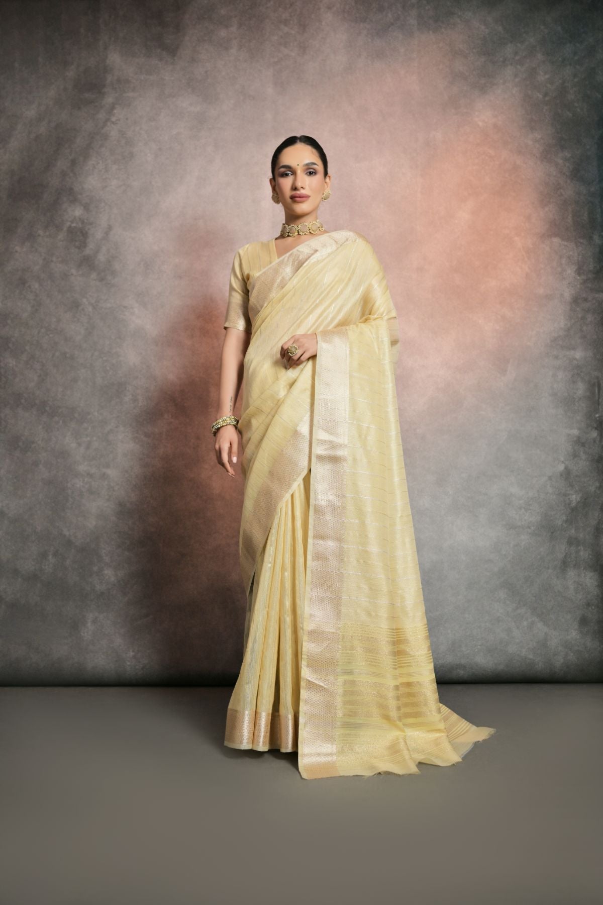 Booger Buster Yellow Tissue Cotton Saree