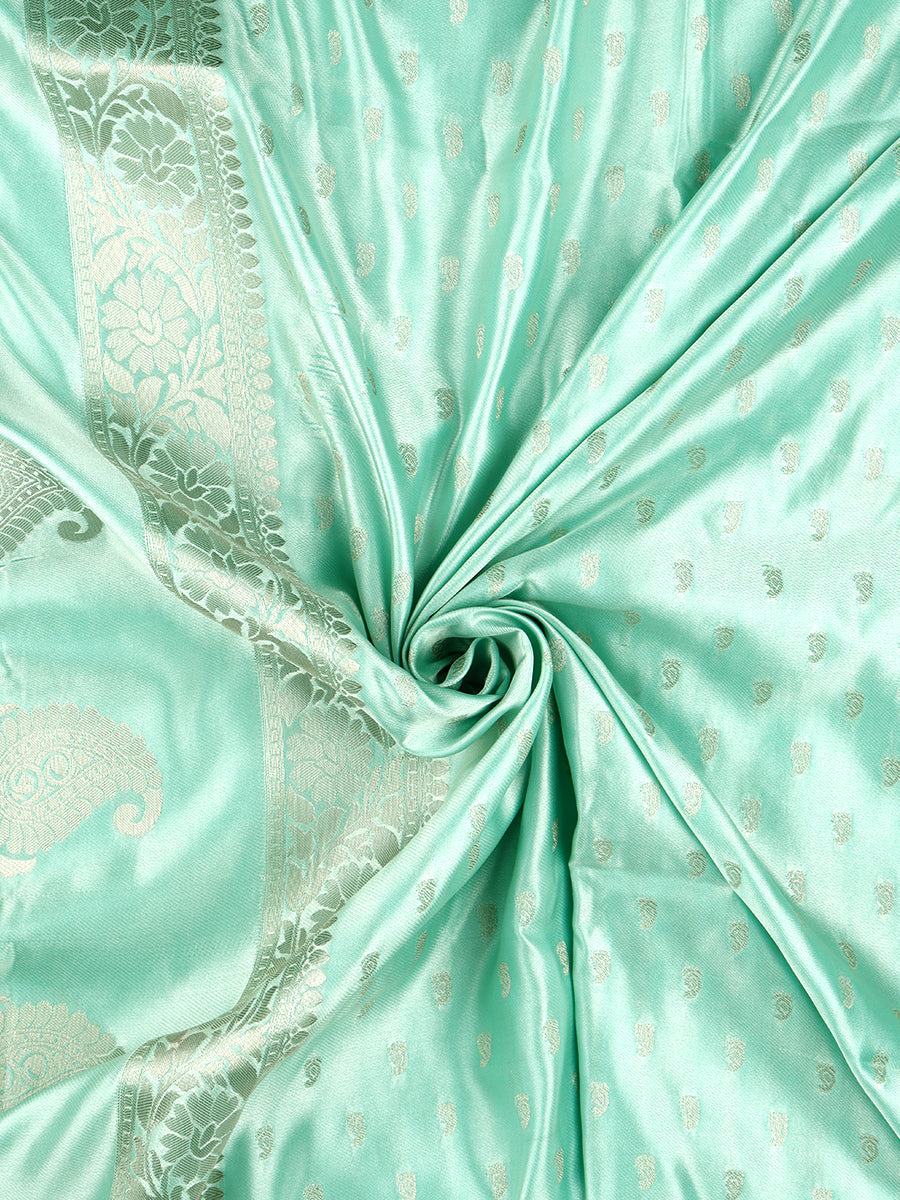 Opal Green Banarasi Handloom Satin Silk saree