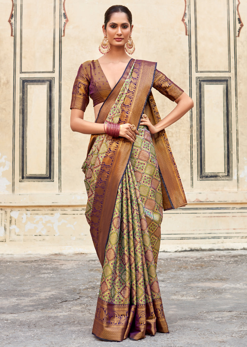 Clay Creek Green Woven Banarasi Silk Saree