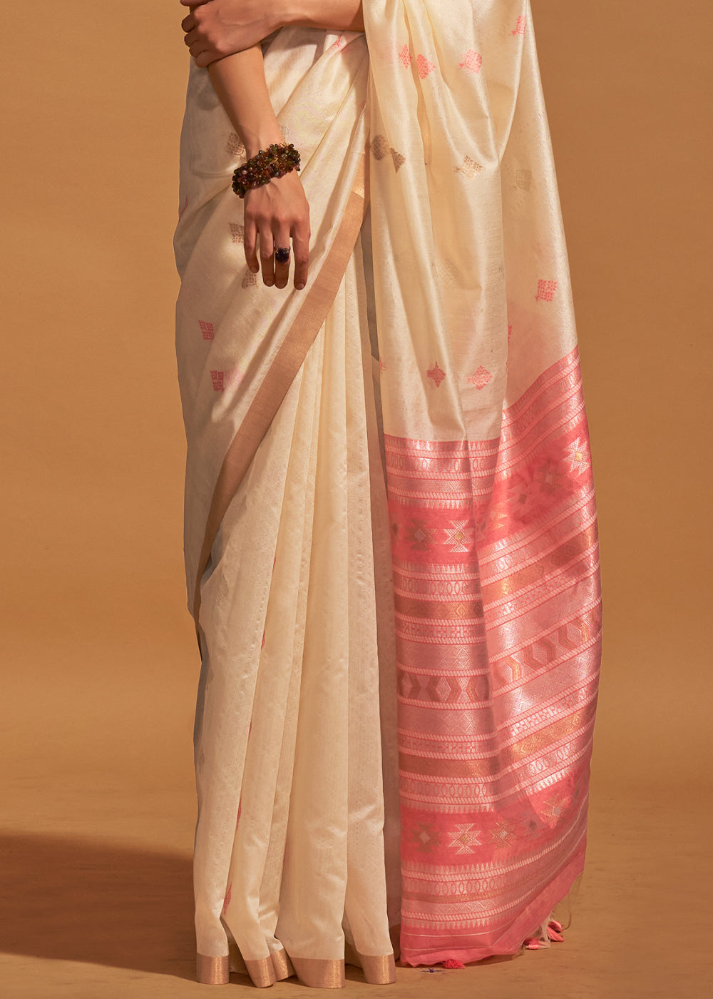 Cashmere Cream Handloom Banarasi Silk Saree