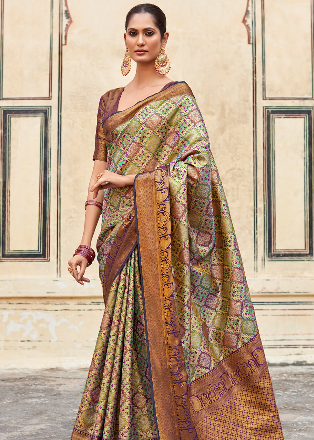 Clay Creek Green Woven Banarasi Silk Saree