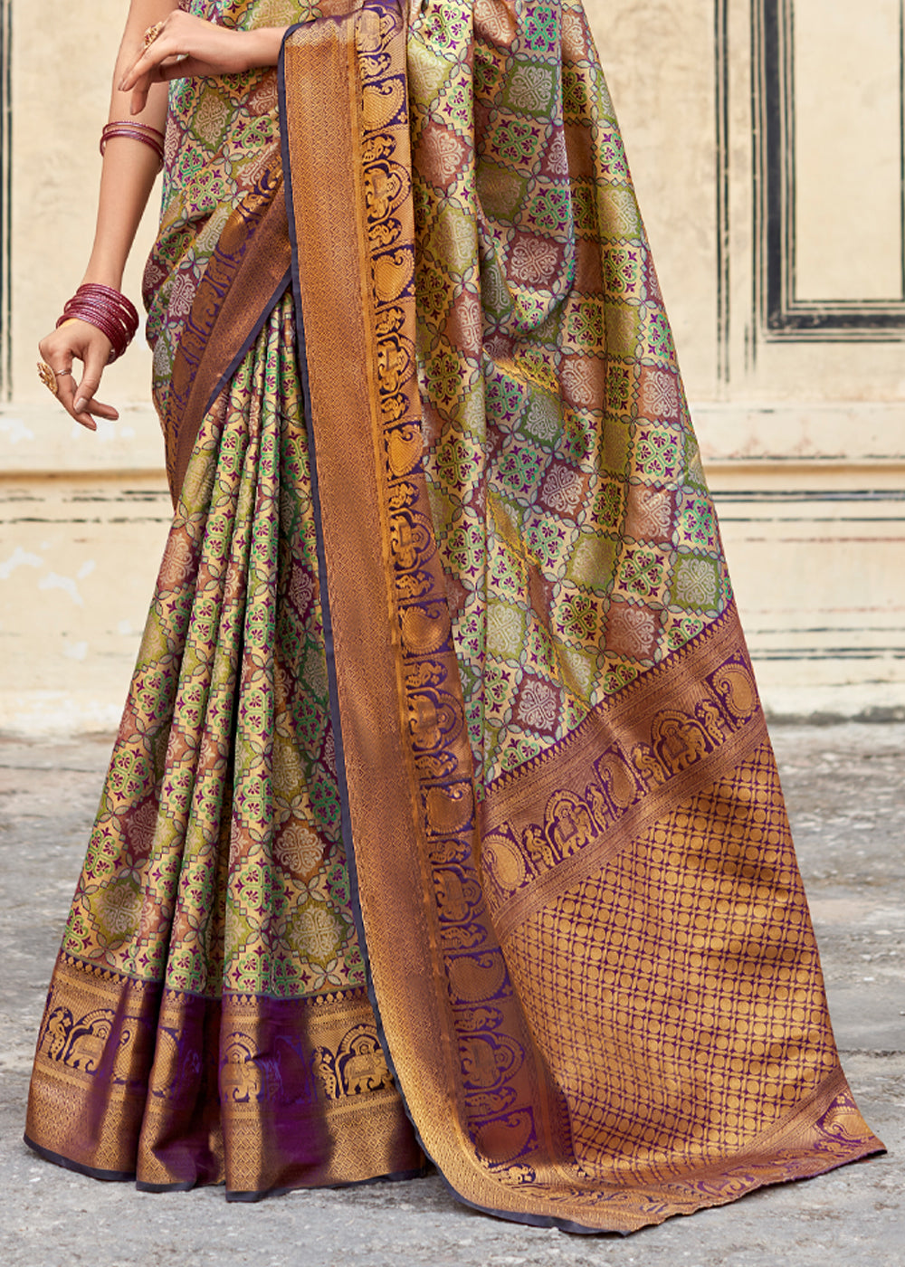 Clay Creek Green Woven Banarasi Silk Saree