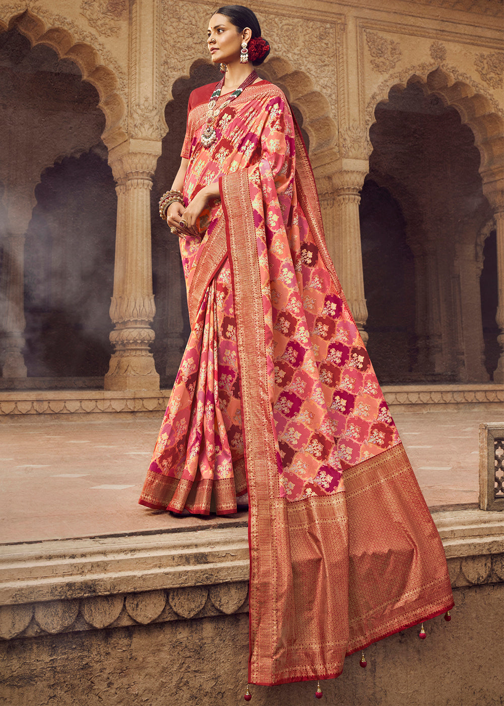 Sanguine Brown Woven Banarasi Silk Saree