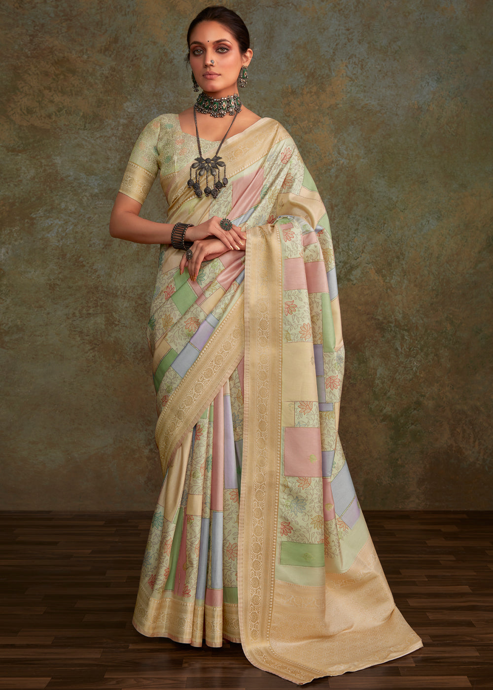 Sorrell Brown Shade Digital Printed Soft Silk Saree