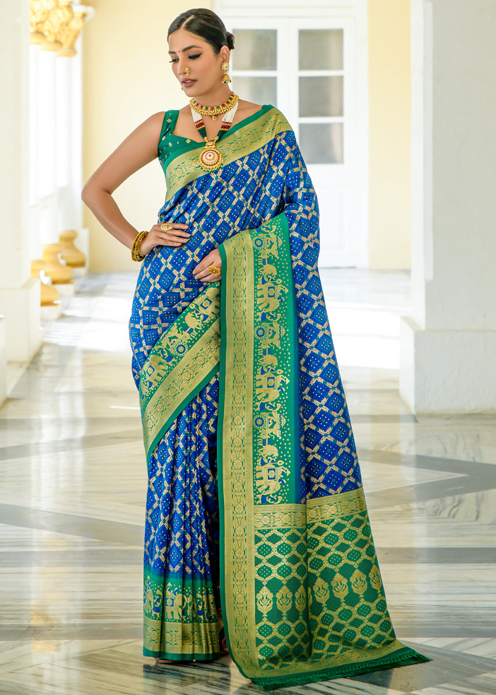 Matisse Blue Woven Banarasi Bandhani Silk Saree