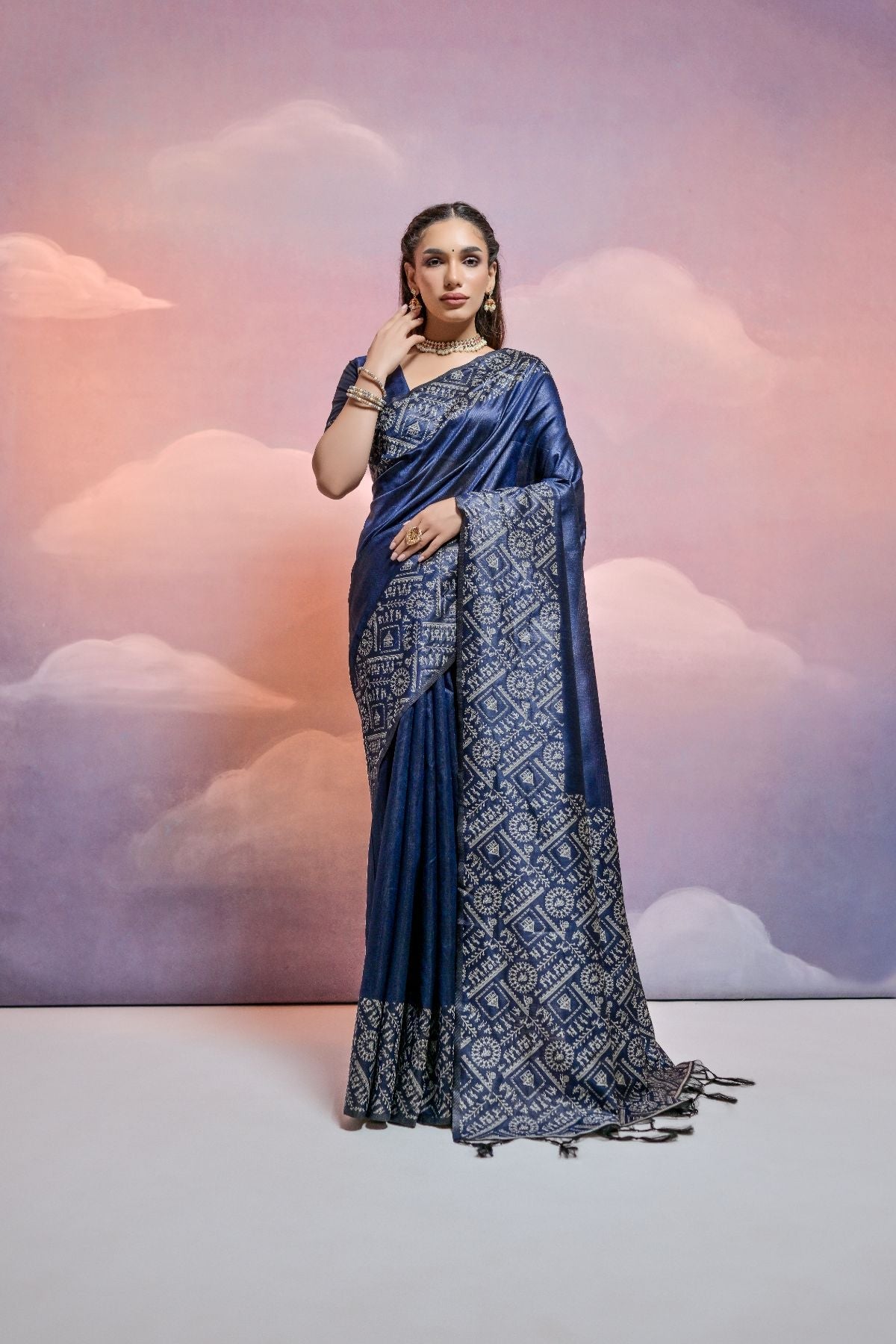 Downriver Blue Banarasi Raw Silk Saree