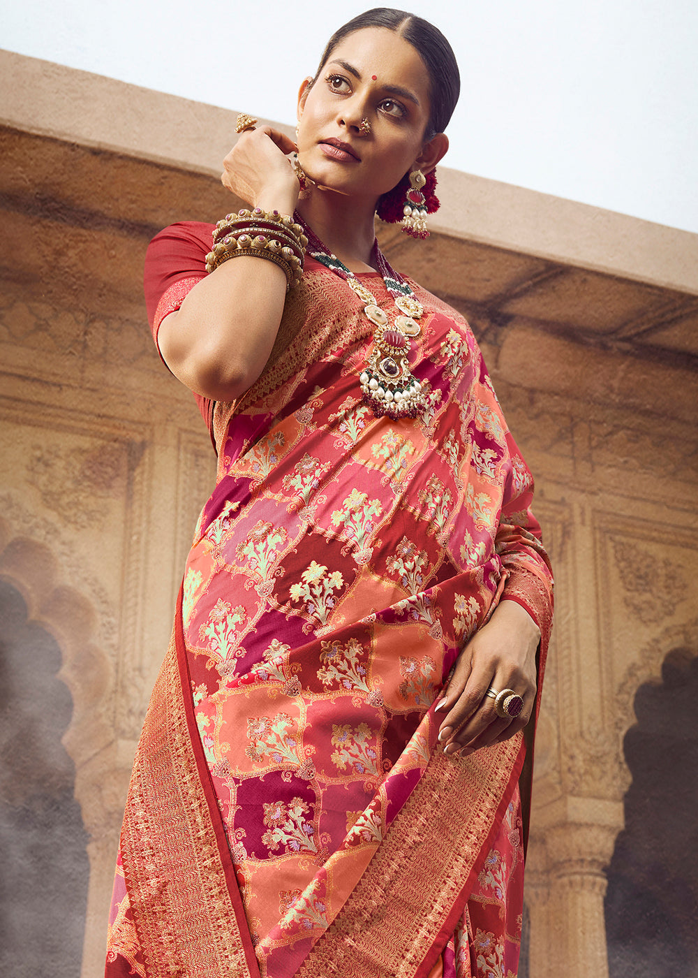 Sanguine Brown Woven Banarasi Silk Saree