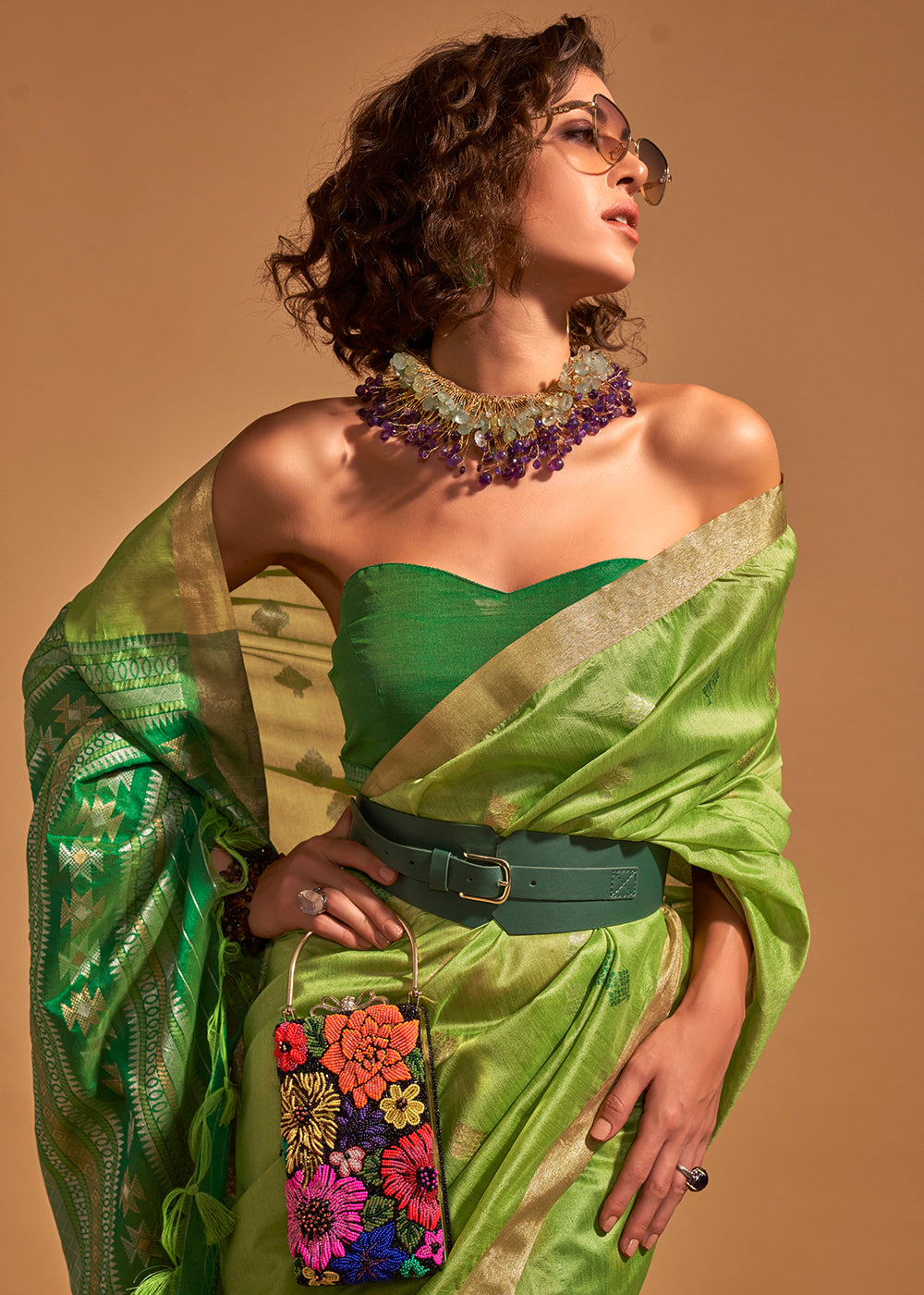 Olivetone Green Handloom Banarasi Silk Saree