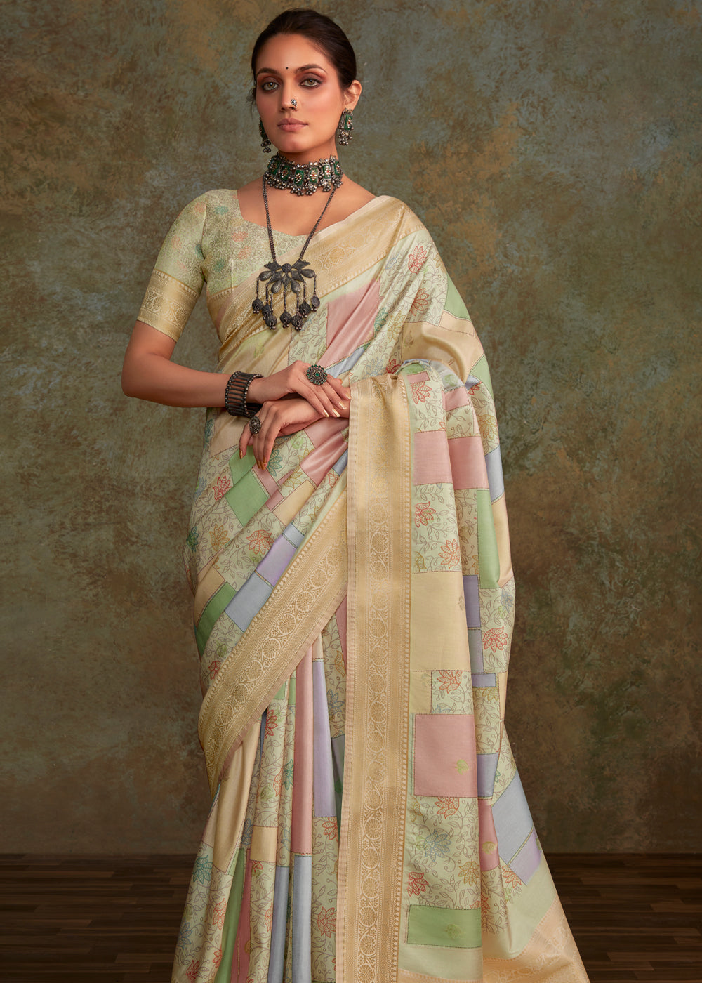 Sorrell Brown Shade Digital Printed Soft Silk Saree