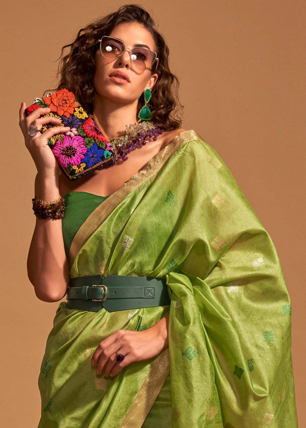 Olivetone Green Handloom Banarasi Silk Saree