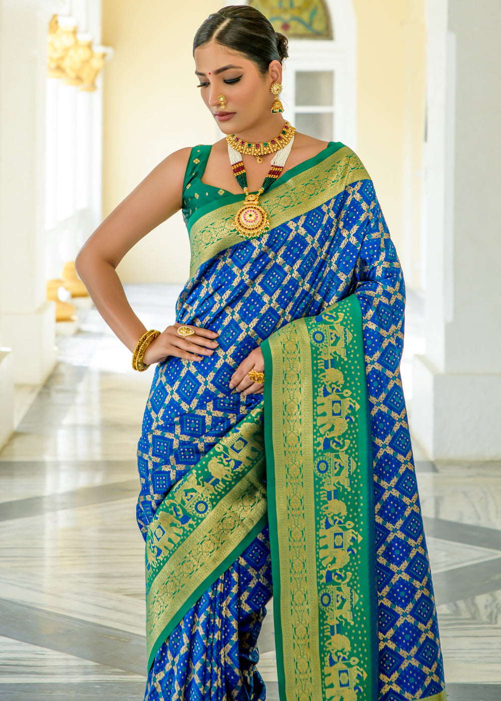 Matisse Blue Woven Banarasi Bandhani Silk Saree