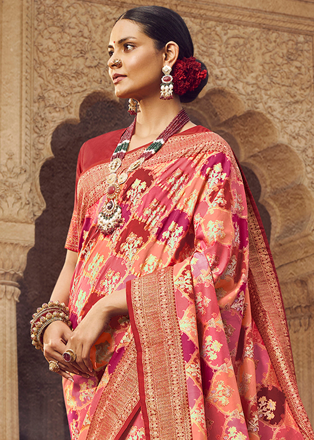 Sanguine Brown Woven Banarasi Silk Saree