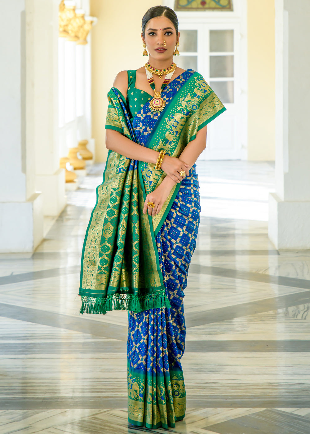 Matisse Blue Woven Banarasi Bandhani Silk Saree