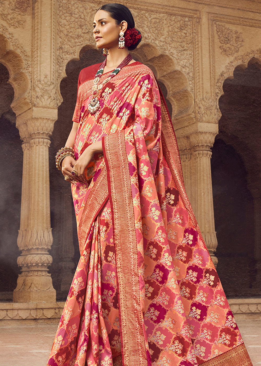 Sanguine Brown Woven Banarasi Silk Saree