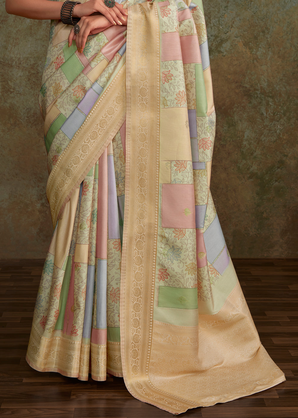 Sorrell Brown Shade Digital Printed Soft Silk Saree