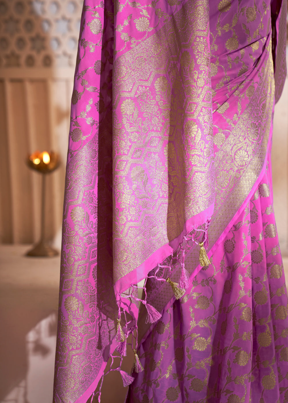 Royal Heath Purple Woven Georgette Saree