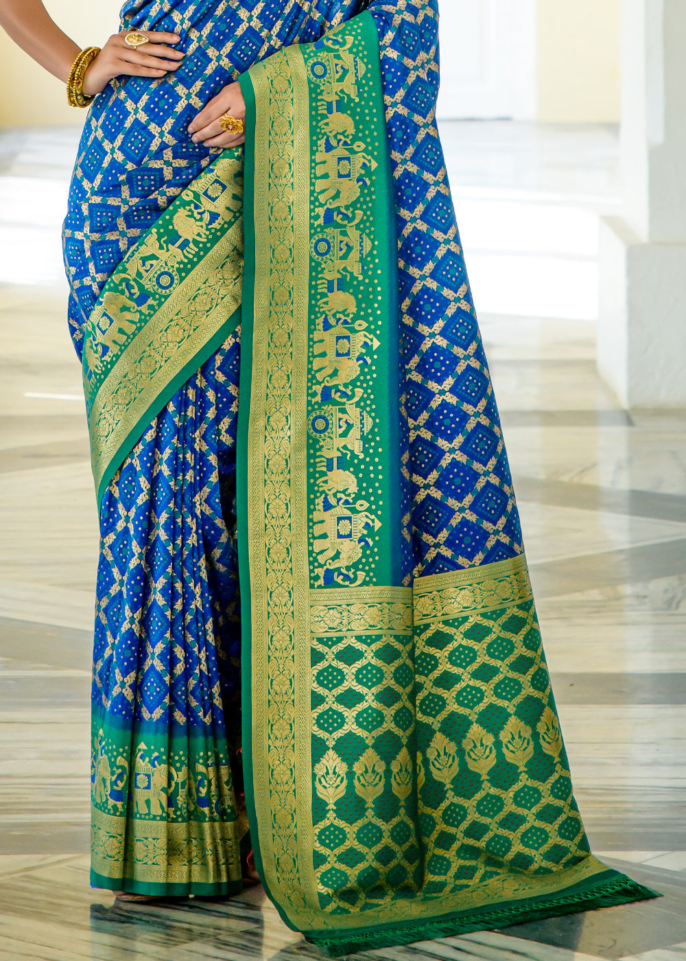 Matisse Blue Woven Banarasi Bandhani Silk Saree