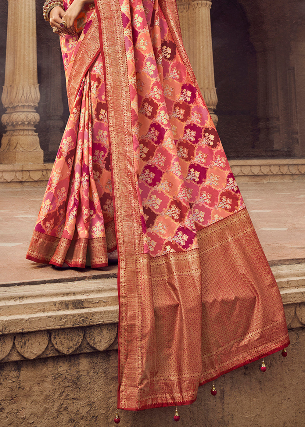 Sanguine Brown Woven Banarasi Silk Saree