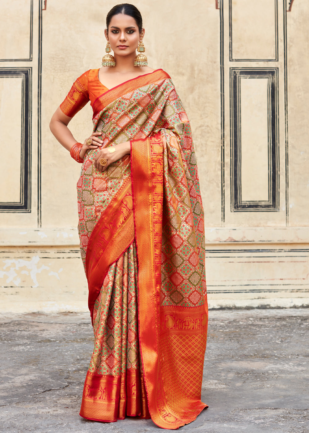 Chardonnay Orange Woven Banarasi Silk Saree