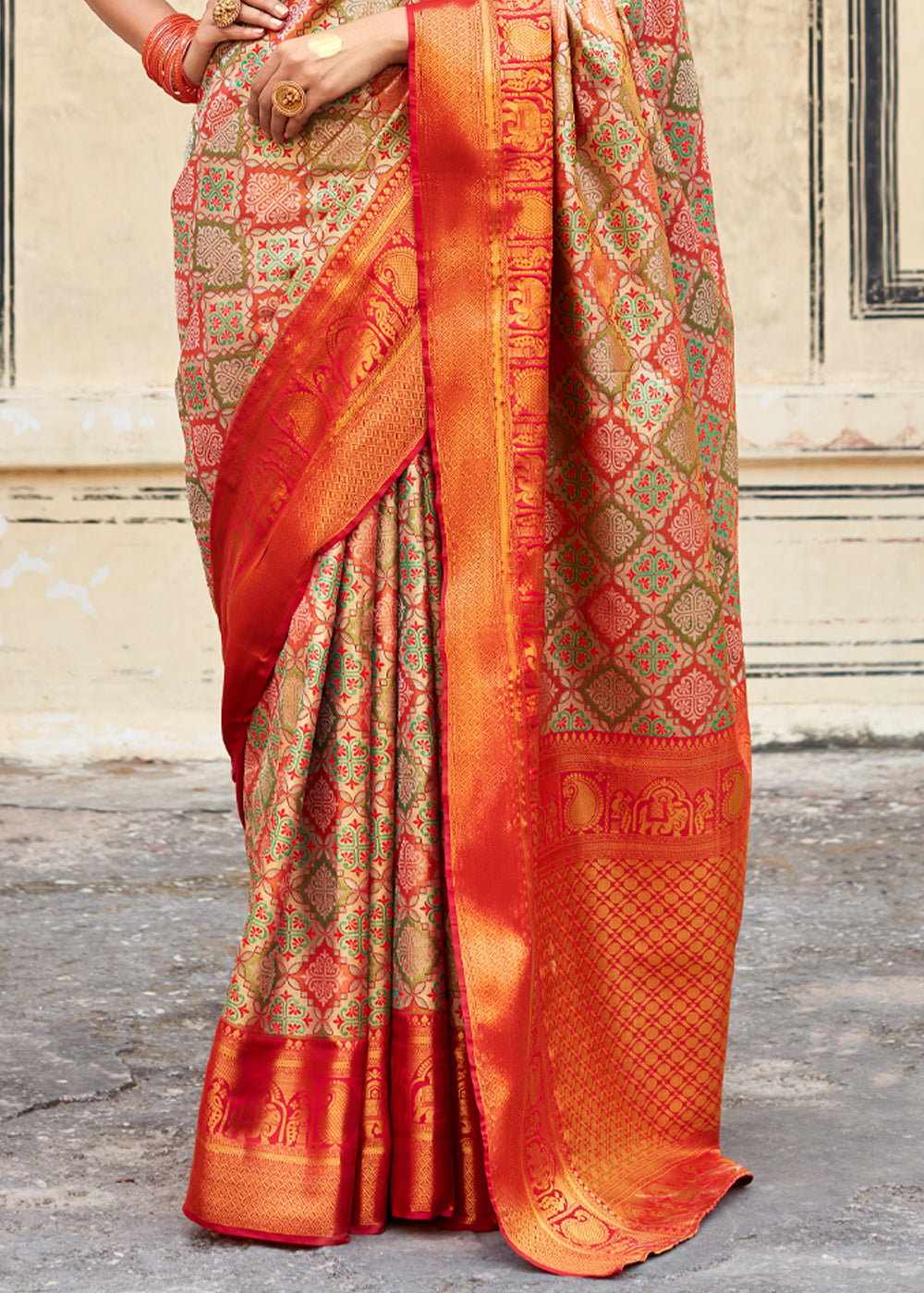 Chardonnay Orange Woven Banarasi Silk Saree