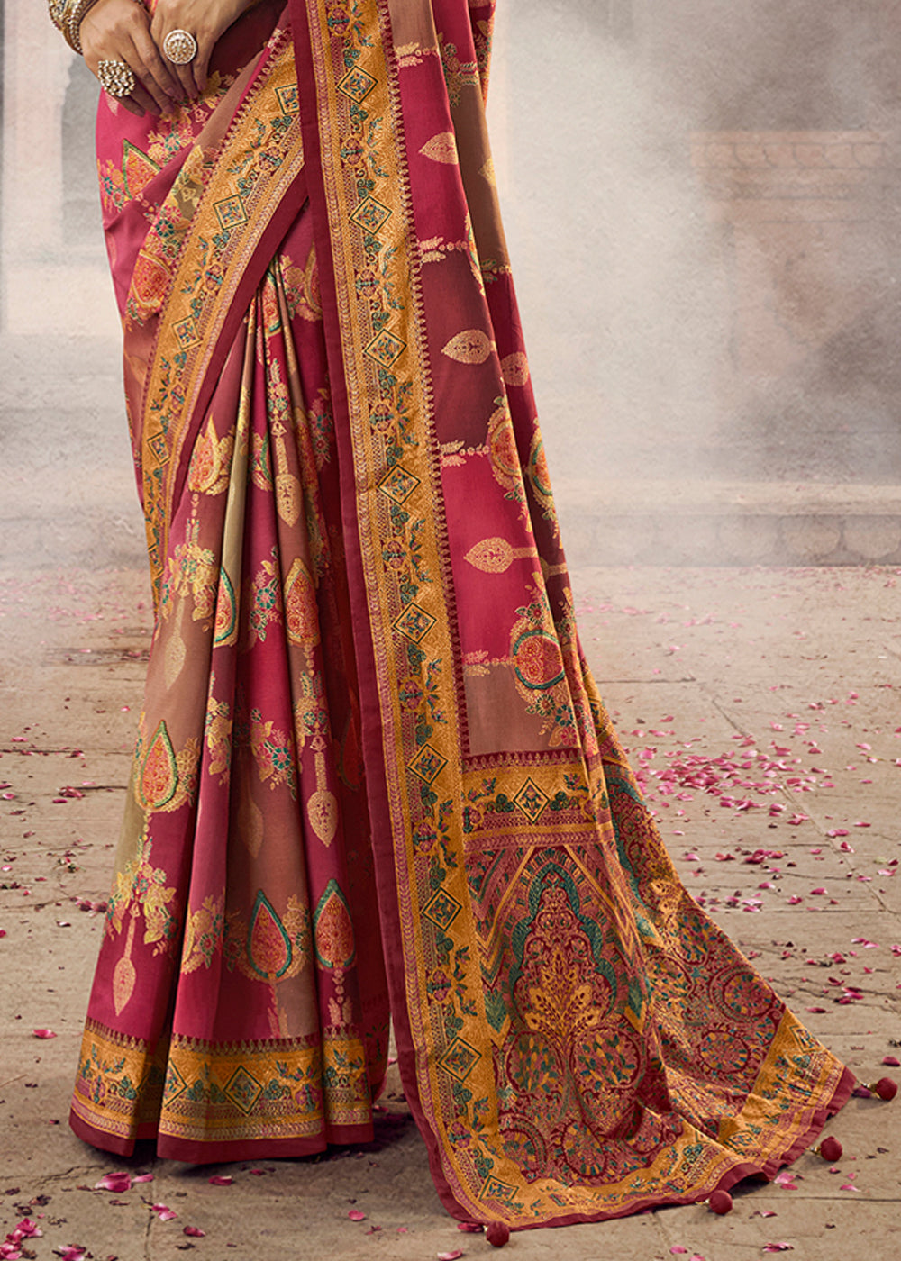 Apple Blossom Maroon Woven Banarasi Silk Saree