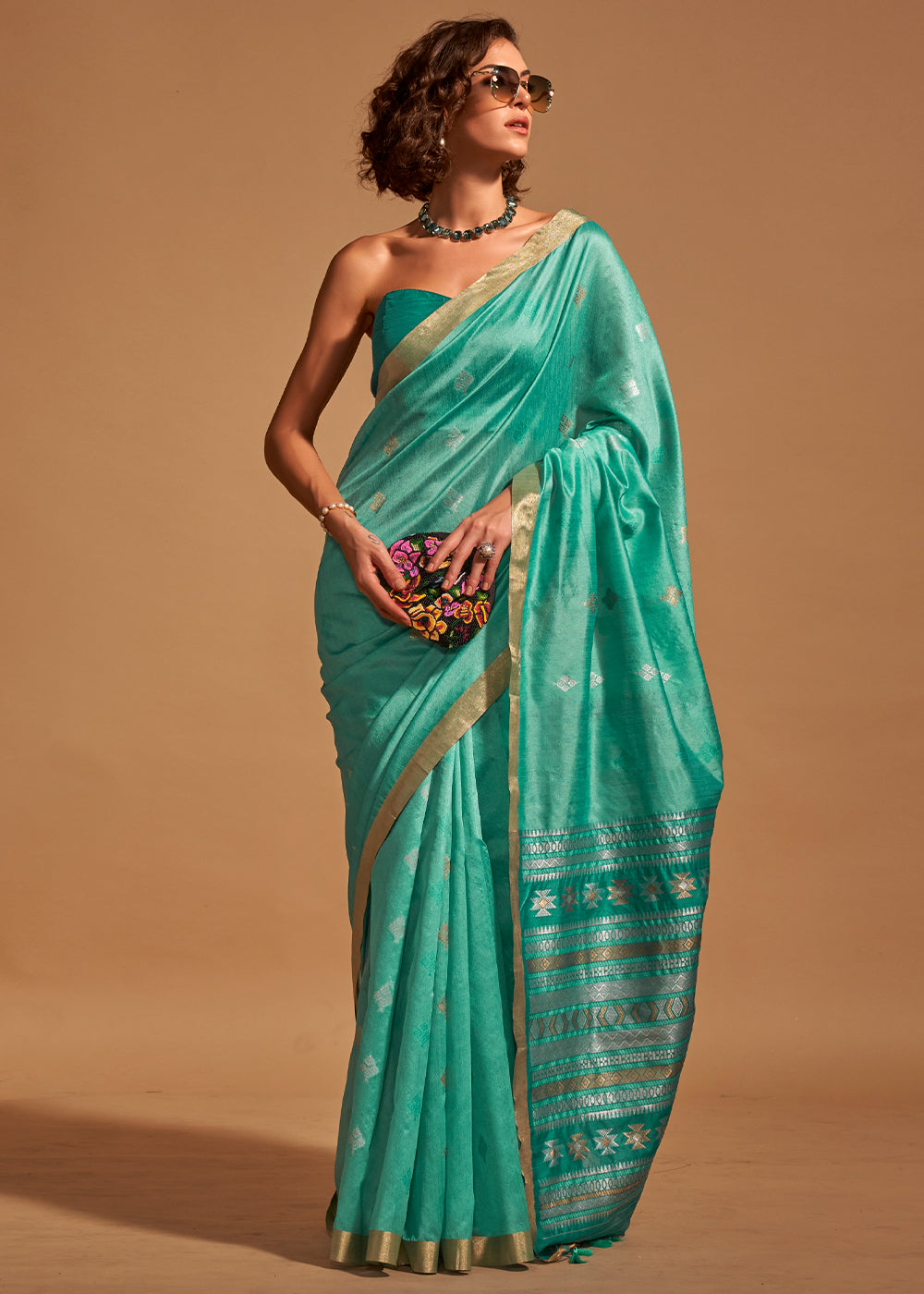 Elf Green Handloom Banarasi Silk Saree