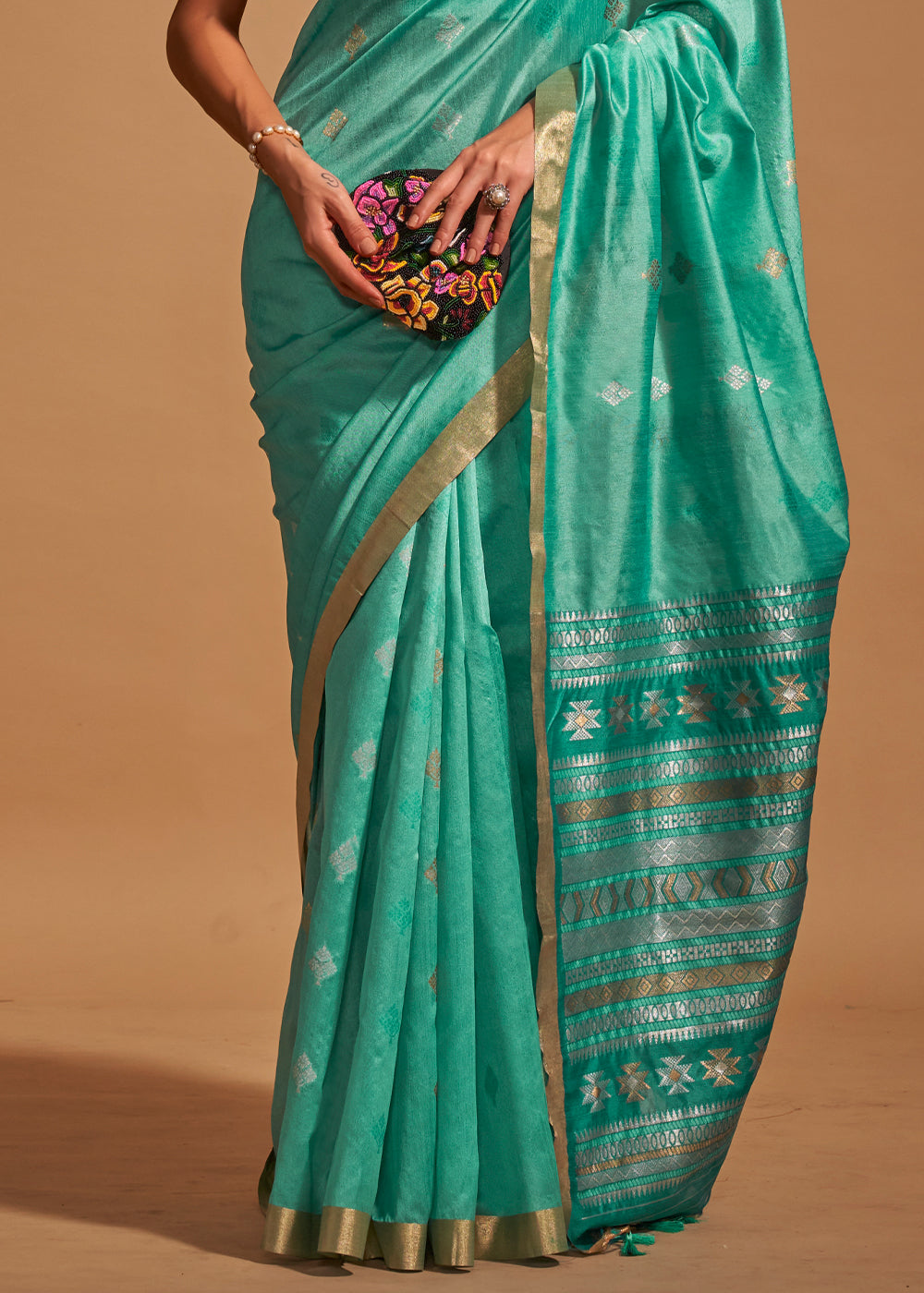 Elf Green Handloom Banarasi Silk Saree