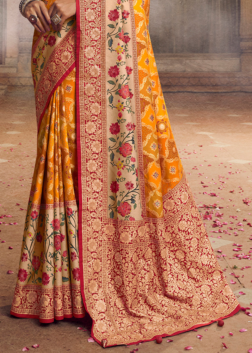 Casablanca Yellow Woven Banarasi Silk Saree