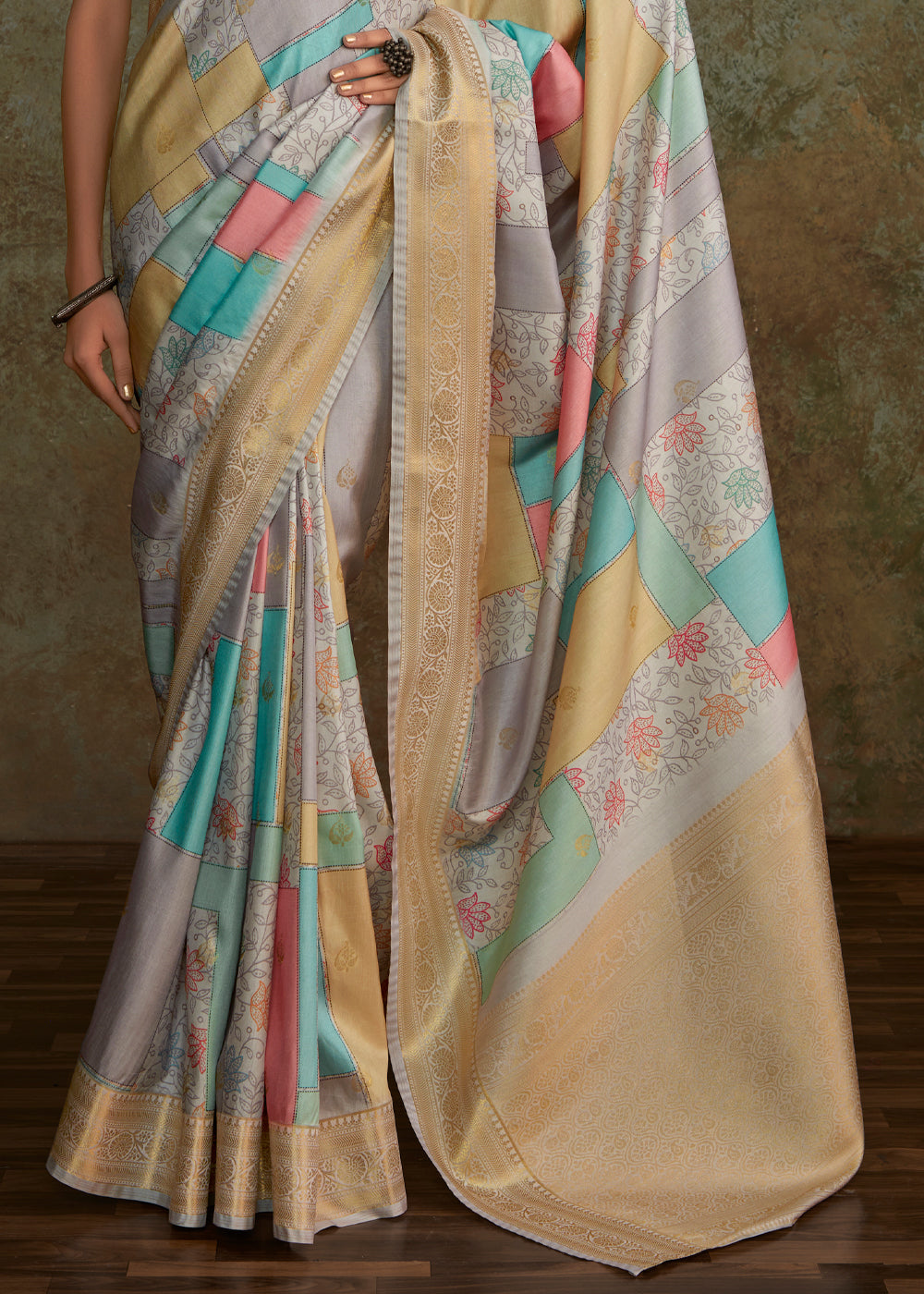 Martini Grey Digital Printed Soft Silk Saree