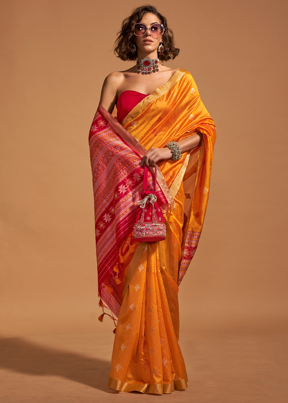 Zest Yellow Handloom Banarasi Silk Saree